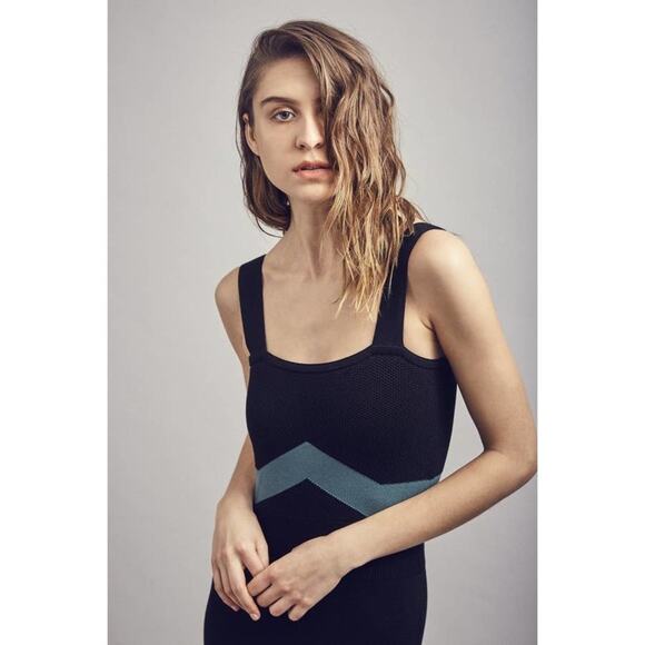 Mila Zovko Womens Size Large Dress Luna Sleeveless Maxi Black Green Colorblock - Picture 2 of 9